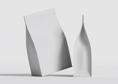 Model koleksiyonu için Kese Paketi Gri bg üzerinde beyaz renk 3B Renk Çizim illüstrasyonuName