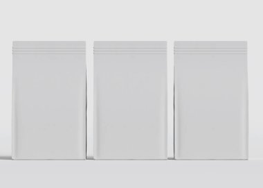 Model koleksiyonu için Kese Paketi Gri bg üzerinde beyaz renk 3B Renk Çizim illüstrasyonuName