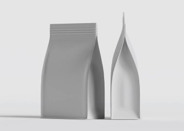 Model koleksiyonu için Kese Paketi Gri bg üzerinde beyaz renk 3B Renk Çizim illüstrasyonuName