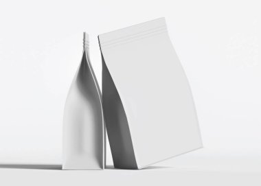 Model koleksiyonu için Kese Paketi Gri bg üzerinde beyaz renk 3B Renk Çizim illüstrasyonuName