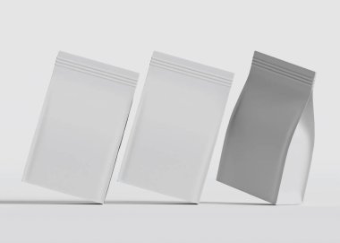 Model koleksiyonu için Kese Paketi Gri bg üzerinde beyaz renk 3B Renk Çizim illüstrasyonuName