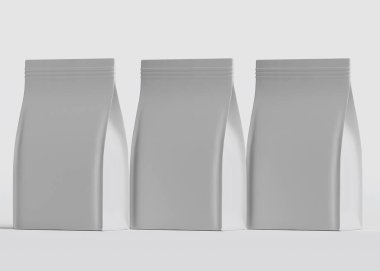 Model koleksiyonu için Kese Paketi Gri bg üzerinde beyaz renk 3B Renk Çizim illüstrasyonuName