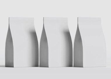 Model koleksiyonu için Kese Paketi Gri bg üzerinde beyaz renk 3B Renk Çizim illüstrasyonuName