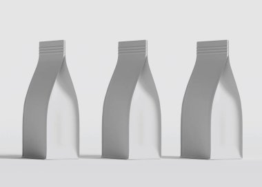 Model koleksiyonu için Kese Paketi Gri bg üzerinde beyaz renk 3B Renk Çizim illüstrasyonuName