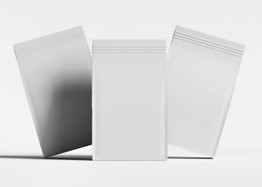 Model koleksiyonu için Kese Paketi Gri bg üzerinde beyaz renk 3B Renk Çizim illüstrasyonuName