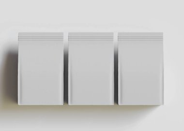 Model koleksiyonu için Kese Paketi Gri bg üzerinde beyaz renk 3B Renk Çizim illüstrasyonuName