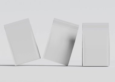 Model koleksiyonu için Kese Paketi Gri bg üzerinde beyaz renk 3B Renk Çizim illüstrasyonuName