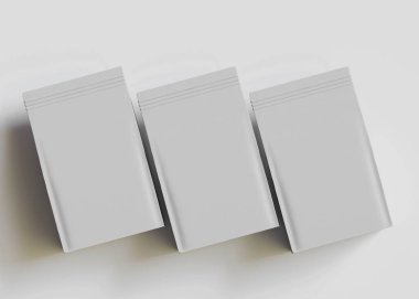 Model koleksiyonu için Kese Paketi Gri bg üzerinde beyaz renk 3B Renk Çizim illüstrasyonuName