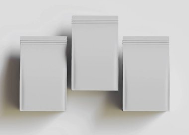 Model koleksiyonu için Kese Paketi Gri bg üzerinde beyaz renk 3B Renk Çizim illüstrasyonuName