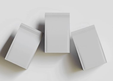 Model koleksiyonu için Kese Paketi Gri bg üzerinde beyaz renk 3B Renk Çizim illüstrasyonuName