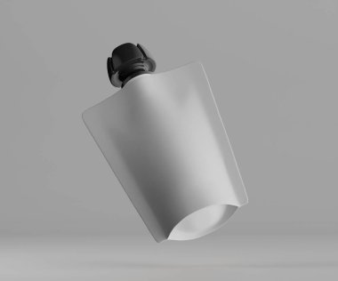 Gri arkaplanda izole edilmiş modelleme koleksiyonu için Doypack beyaz rengi 3D görüntüleme