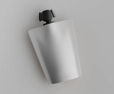 Gri arkaplanda izole edilmiş modelleme koleksiyonu için Doypack beyaz rengi 3D görüntüleme