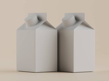 Süt ambalajlama beyaz renk 3B Renk illüstrasyonu