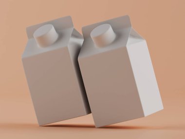 Süt ambalajlama beyaz renk 3B Renk illüstrasyonu