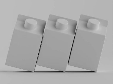 Süt ambalajlama beyaz renk 3B Renk illüstrasyonu