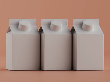 Süt ambalajlama beyaz renk 3B Renk illüstrasyonu