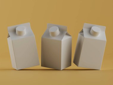 Süt ambalajlama beyaz renk 3B Renk illüstrasyonu