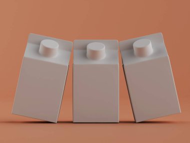 Süt ambalajlama beyaz renk 3B Renk illüstrasyonu