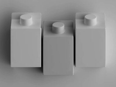 Süt ambalajlama beyaz renk 3B Renk illüstrasyonu