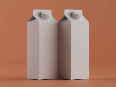 Süt ambalajlama beyaz renk 3B Renk illüstrasyonu