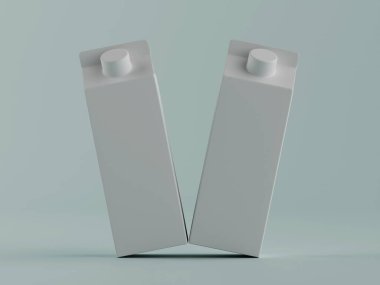 Süt ambalajlama beyaz renk 3B Renk illüstrasyonu