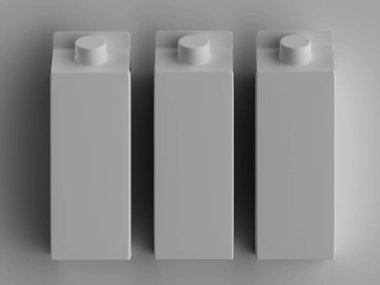 Süt ambalajlama beyaz renk 3B Renk illüstrasyonu