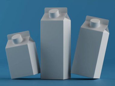Modelleme koleksiyonu için süt paketleme beyaz rengi 3B Renk çizimi