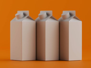 Modelleme koleksiyonu için süt paketleme beyaz rengi 3B Renk çizimi
