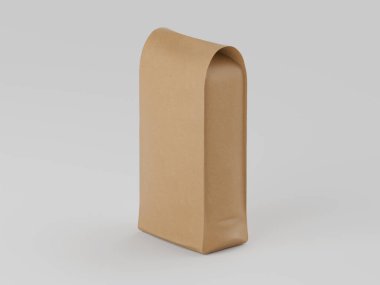 Gri arkaplanda kahverengi keseli 3B model koleksiyonu çizimi