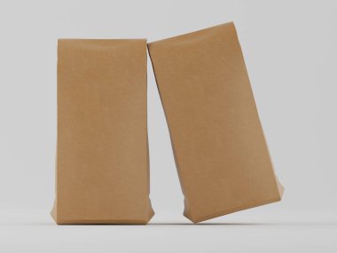 Gri arkaplanda kahverengi keseli 3B model koleksiyonu çizimi