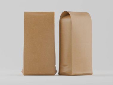 Gri arkaplanda kahverengi keseli 3B model koleksiyonu çizimi