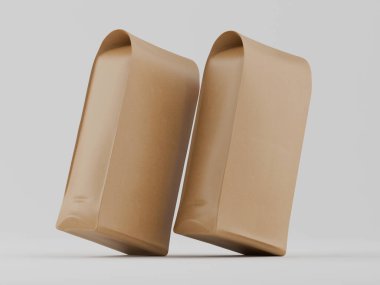 Gri arkaplanda kahverengi keseli 3B model koleksiyonu çizimi