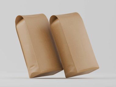 Gri arkaplanda kahverengi keseli 3B model koleksiyonu çizimi