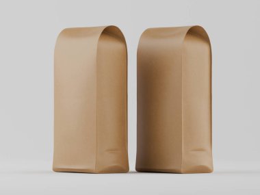 Gri arkaplanda kahverengi keseli 3B model koleksiyonu çizimi