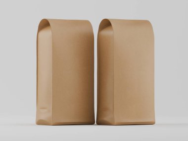 Gri arkaplanda kahverengi keseli 3B model koleksiyonu çizimi