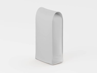 Gri arkaplandaki beyaz kese 3B taslak koleksiyonu çizimi