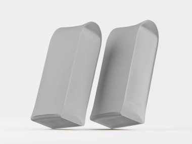 Gri arkaplandaki beyaz kese 3B taslak koleksiyonu çizimi