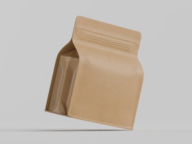 Kahve kesesi paketleme kahverengi renk gri arka planda izole