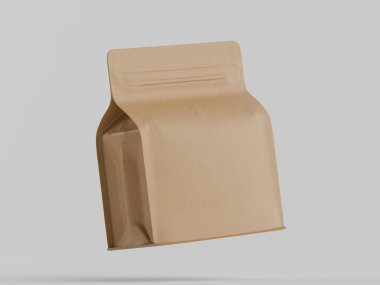 Kahve kesesi paketleme kahverengi renk gri arka planda izole