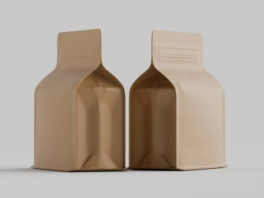 Kahve kesesi paketleme kahverengi renk gri arka planda izole