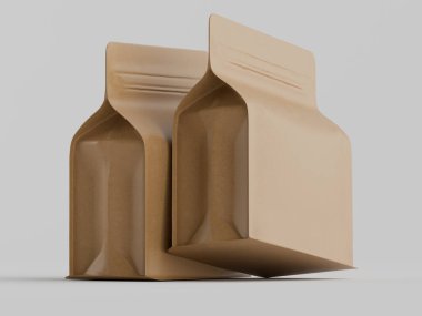 Kahve kesesi paketleme kahverengi renk gri arka planda izole