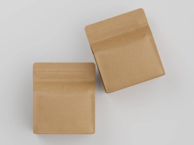 Kahve kesesi paketleme kahverengi renk gri arka planda izole
