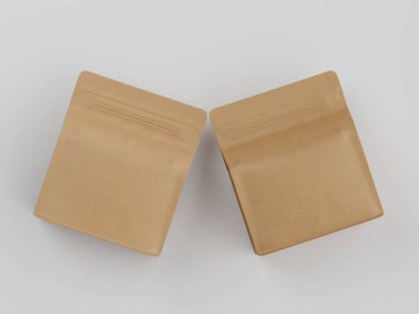 Kahve kesesi paketleme kahverengi renk gri arka planda izole