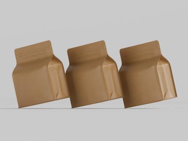 Kahve kesesi paketleme kahverengi renk gri arka planda izole