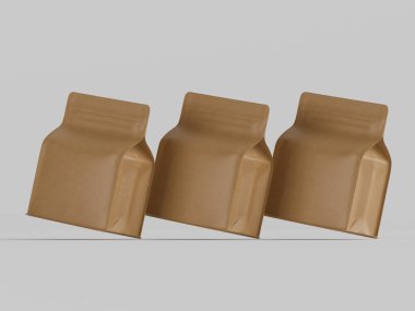 Kahve kesesi paketleme kahverengi renk gri arka planda izole