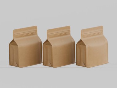 Kahve kesesi paketleme kahverengi renk gri arka planda izole