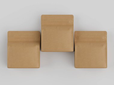 Kahve kesesi paketleme kahverengi renk gri arka planda izole