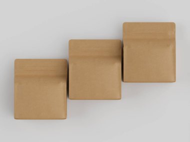 Kahve kesesi paketleme kahverengi renk gri arka planda izole
