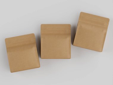 Kahve kesesi paketleme kahverengi renk gri arka planda izole