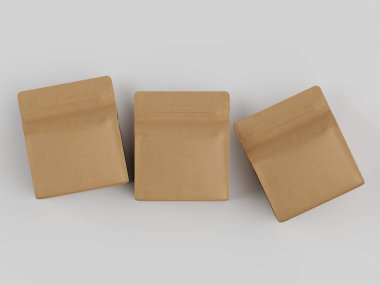 Kahve kesesi paketleme kahverengi renk gri arka planda izole